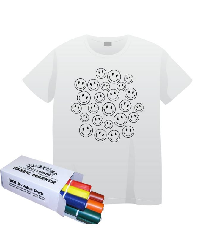 Colortime Smiley Faces Shirt & Marker Pack