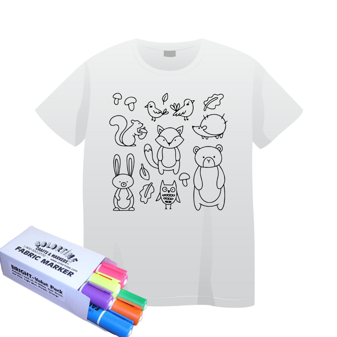 Colortime Animals T shirt & Marker Pack