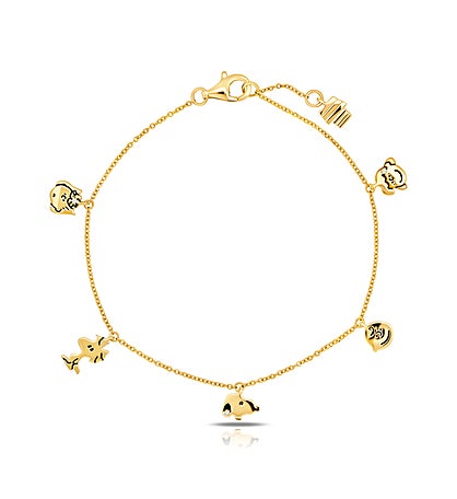 Snoopy & The Gang Charm Bracelet Finished in 18kt Yellow Gold