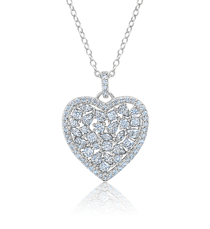 Pave Heart Shaped Extending Necklace