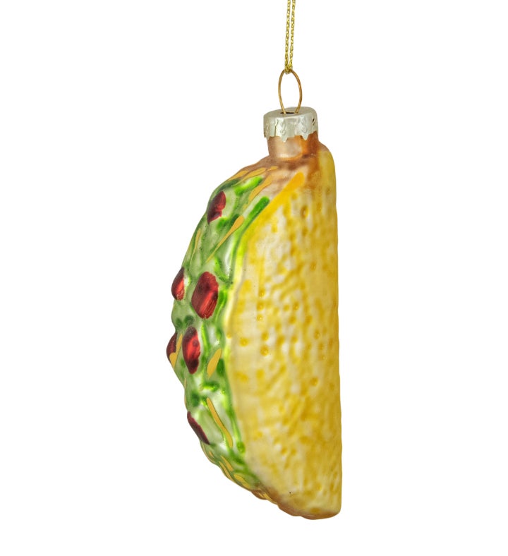 3.5" Yellow Taco Glass Christmas Ornament