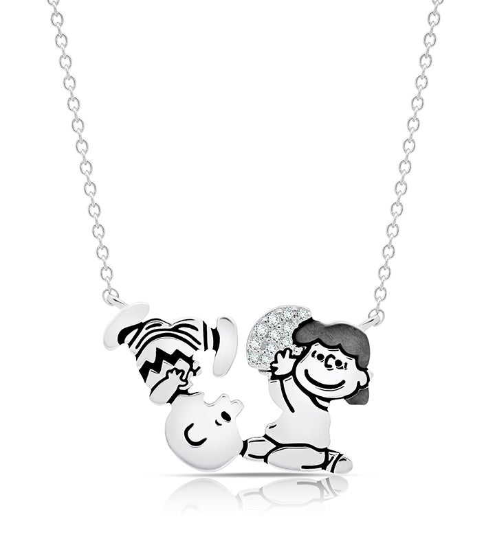 Charlie Brown & Lucy Football Necklace Finished In 18kt Yellow Gold