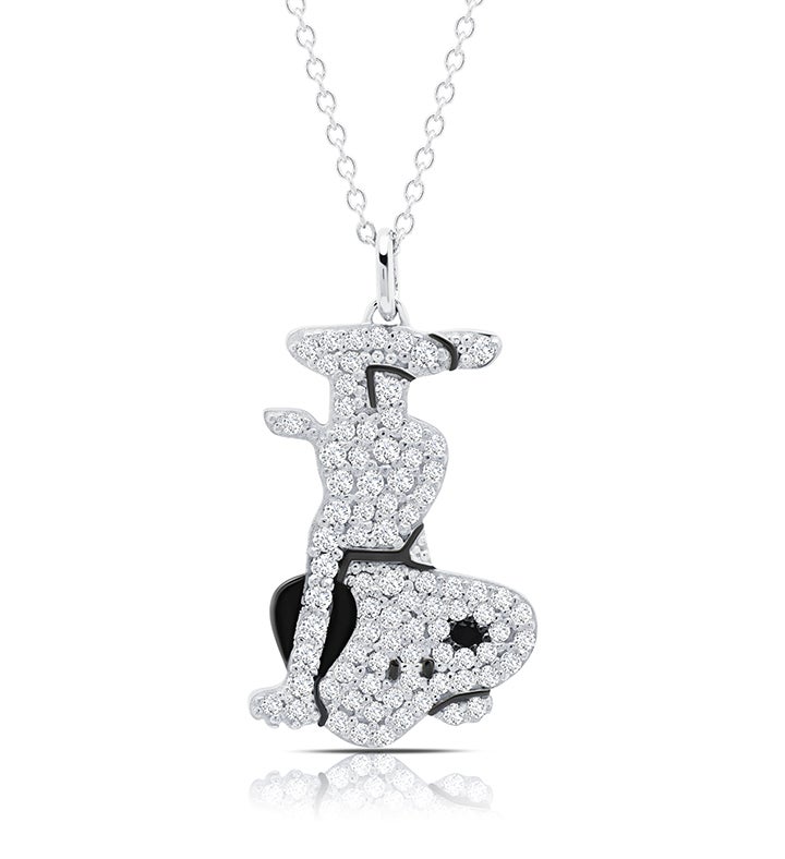 Snoopy Headstand Pave Necklace In 18kt Yellow Gold