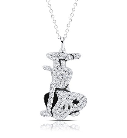 Snoopy Headstand Pave Necklace In 18kt Yellow Gold