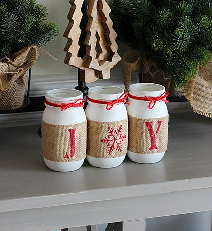 Mantel Decor Christmas Jars Set Joy