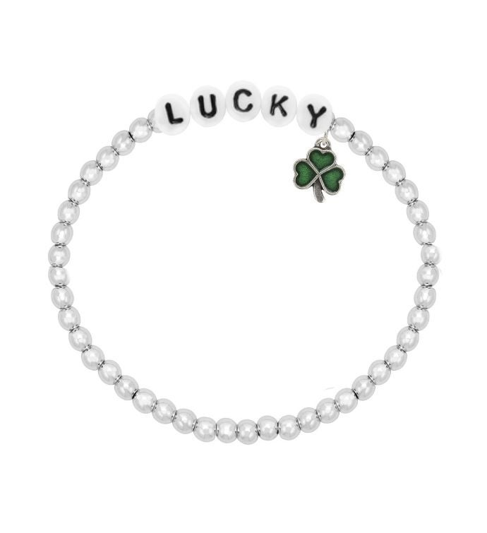 Luca + Danni Lucky Letter Bead Stretch Bracelet With Lucky Shamrock