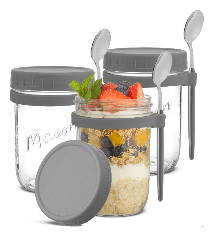 Dawn Glass Overnight Oats Containers   Set Of 3