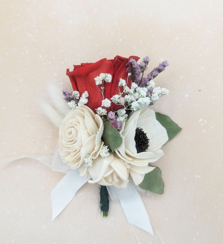 Preserved Red Rose Boutonniere