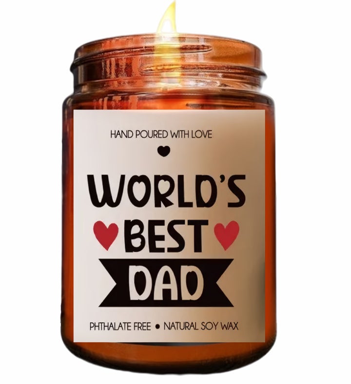 Worlds Best Dad Lavender Scented Soy Wax Candle Gift, 10oz