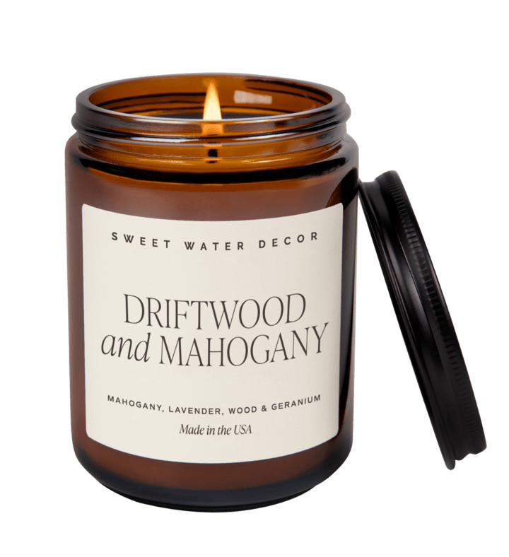 Driftwood And Mahogany 9oz Amber Jar Candle