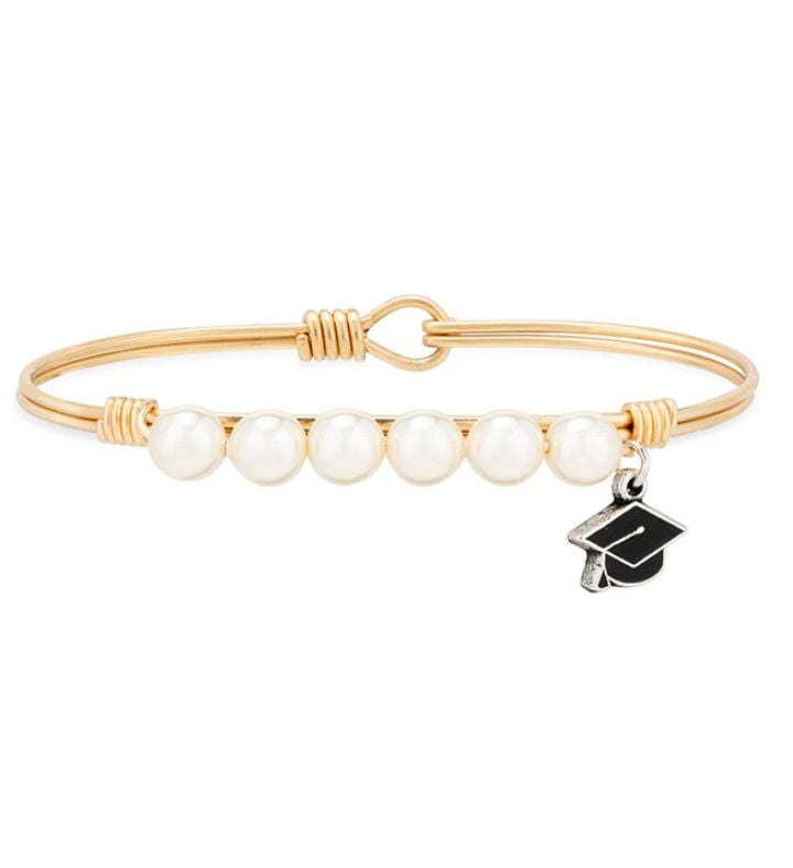 Graduation Crystal Pearl Bangle Bracelet