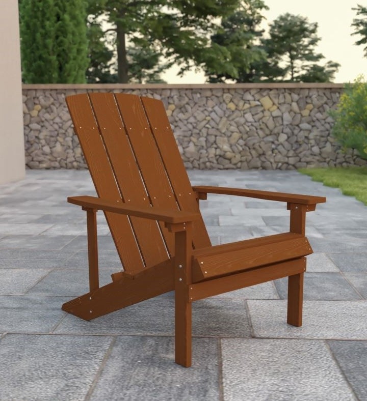 Flash Funiture Outdoor Teak All weather Poly Resin Wood Adirondack Chair