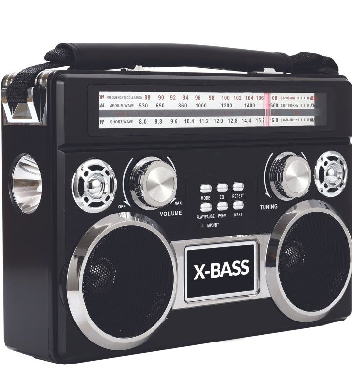 Supersonic Three Band Radio With Bluetooth And Flashlight    black