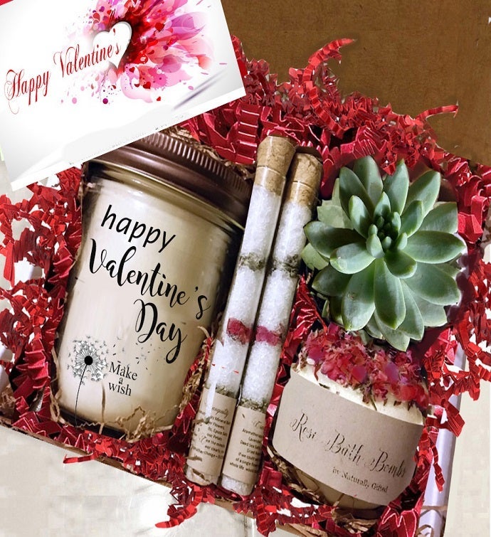 Valentine Succulent & Spa Gift Box