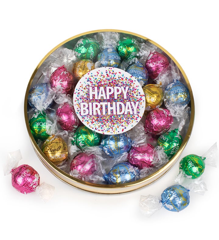 Birthday Confetti Gift Tin Filled With Lindor Truffles By Lindt