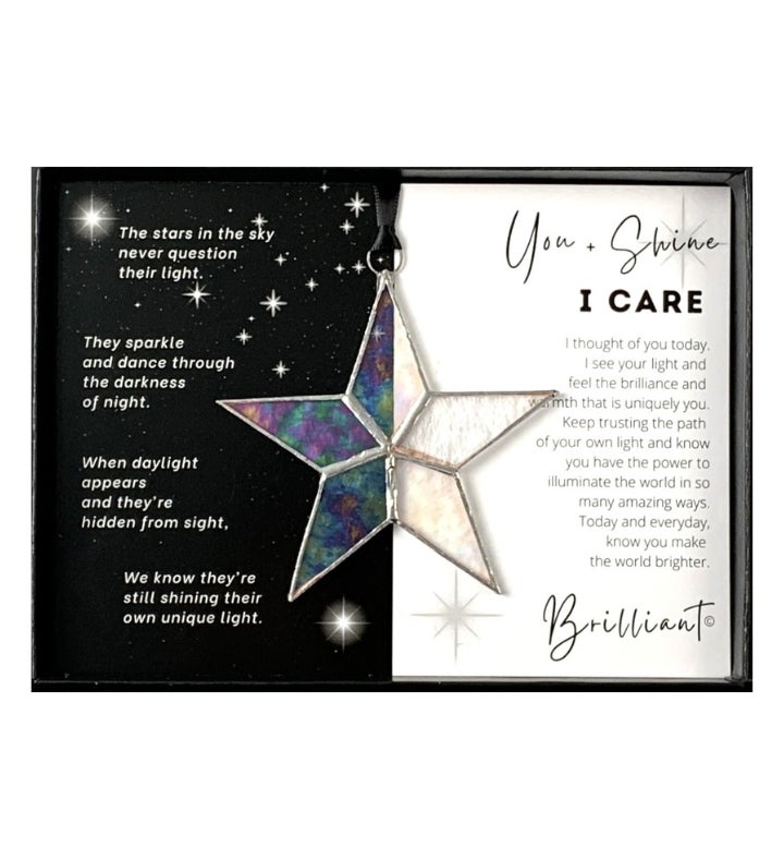 I Care Handmade Stained Glass Star Encouragement and Support Gift