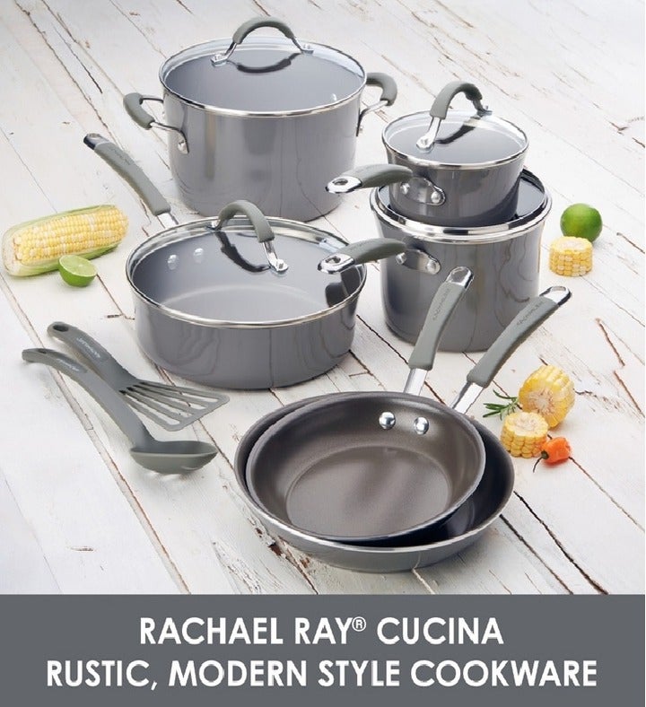 Rachael Ray 12   Piece Cucina Hard Porcelain Enamel Nonstick Cookware Set