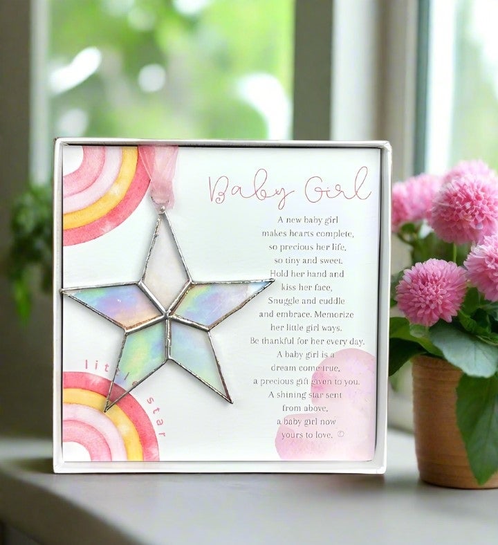 Little Star: Baby Girl Gift Handmade Stained Glass Star