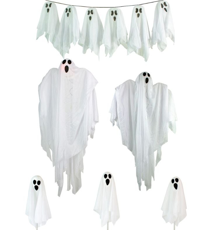 6 Piece Ghost Family Halloween Porch Display Decoration Set