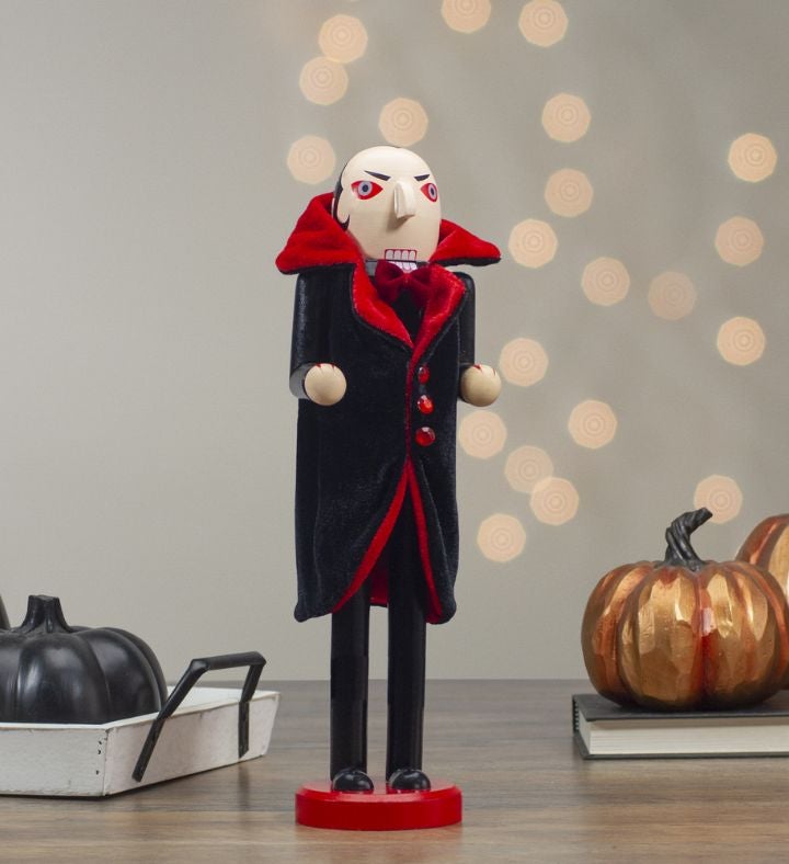 Black And Red Wooden Vampire Halloween Nutcracker