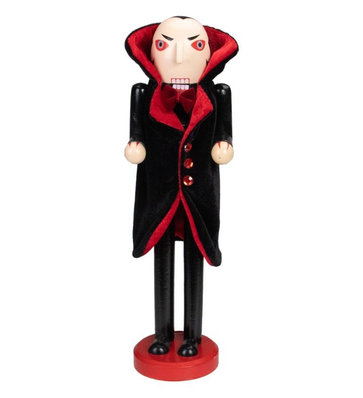 Black And Red Wooden Vampire Halloween Nutcracker