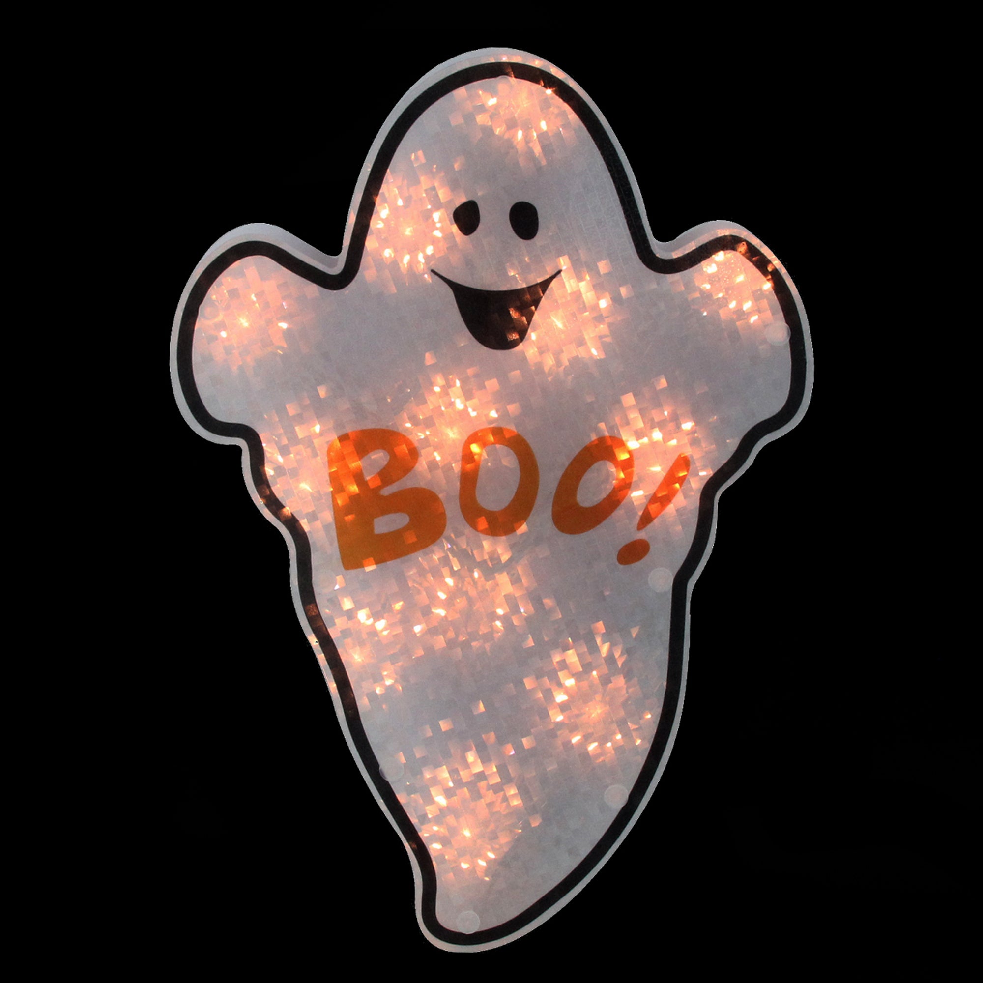 12 Lighted Holographic Ghost Halloween Window Silhouette Decoration