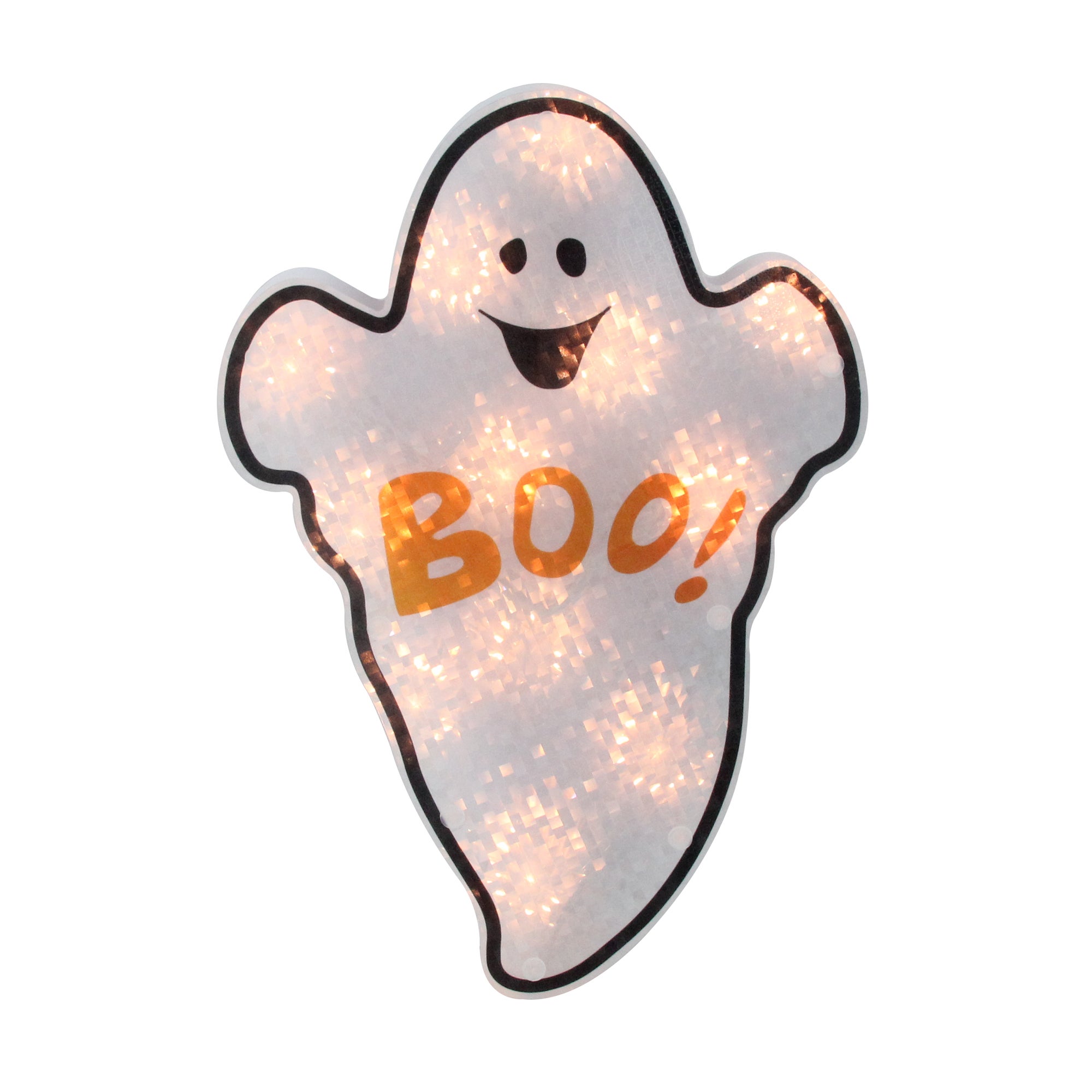 12 Lighted Holographic Ghost Halloween Window Silhouette Decoration