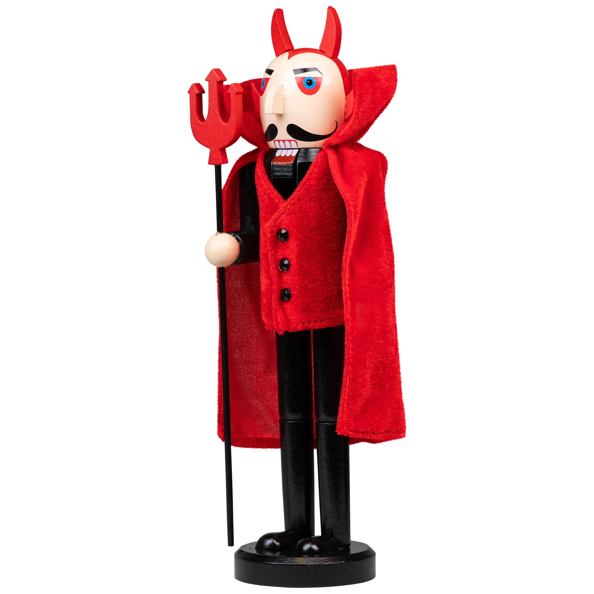 Red And Black Devil Holding Pitch Fork Halloween Nutcracker