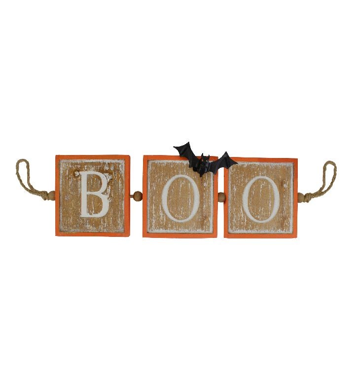 Beige And Orange Boo Halloween Hanging Banner