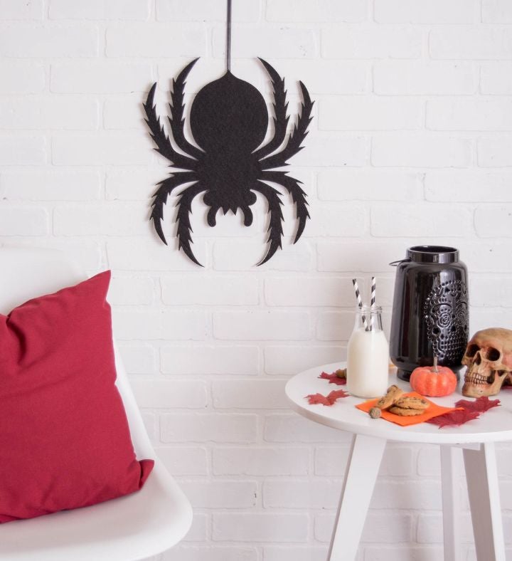 Set Of 2 Black Foam Spider Hanging Halloween Decoration