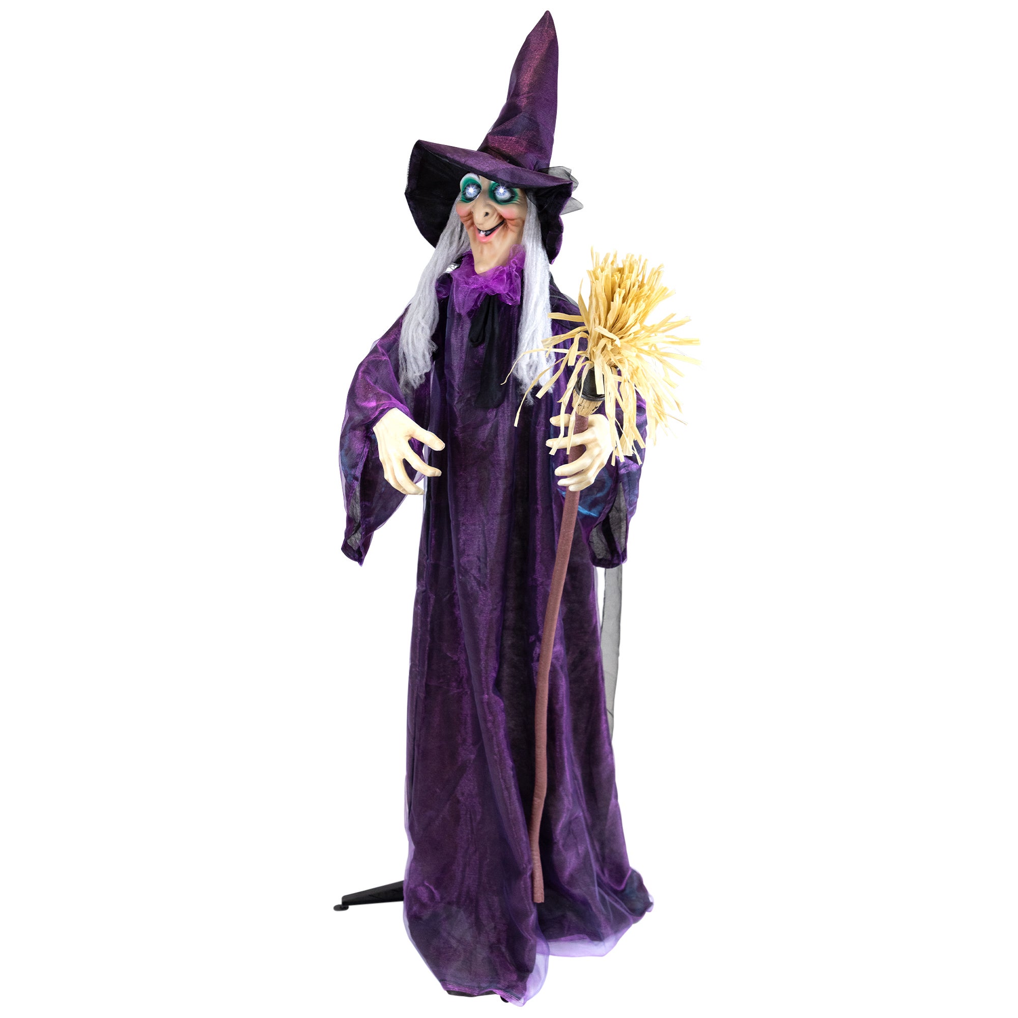 Lighted & Animated Witch Figure Decoration   5.5'   Cool White Lights