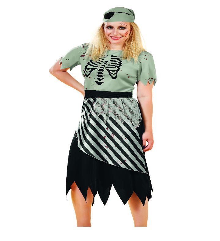 Black And Gray Pirate Women Adult Halloween Costume - Small