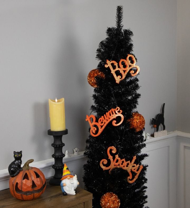 Set Of 3 Boo Spooky And Beware Hanging Halloween Signs 5.75"