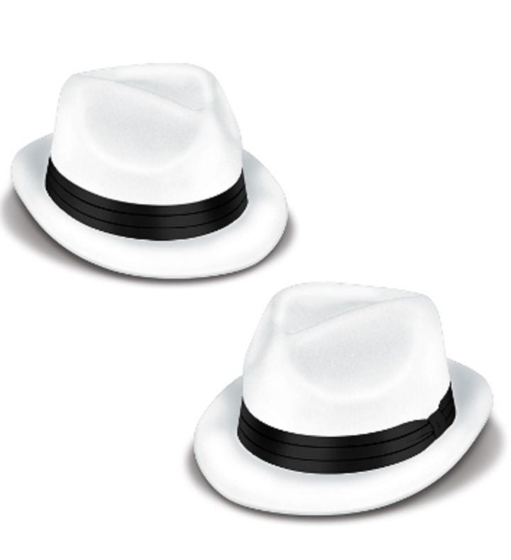 Pack Of 25 White And Black Velour Chairman Costume Hat   Adult One Size