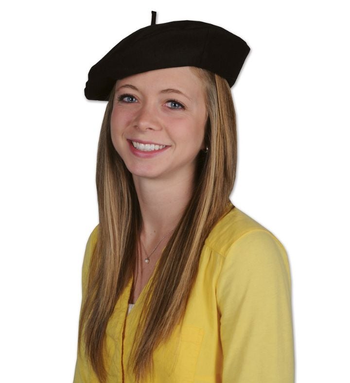 Pack Of 6 Black Women Adult Stylish Director's Beret - One Size