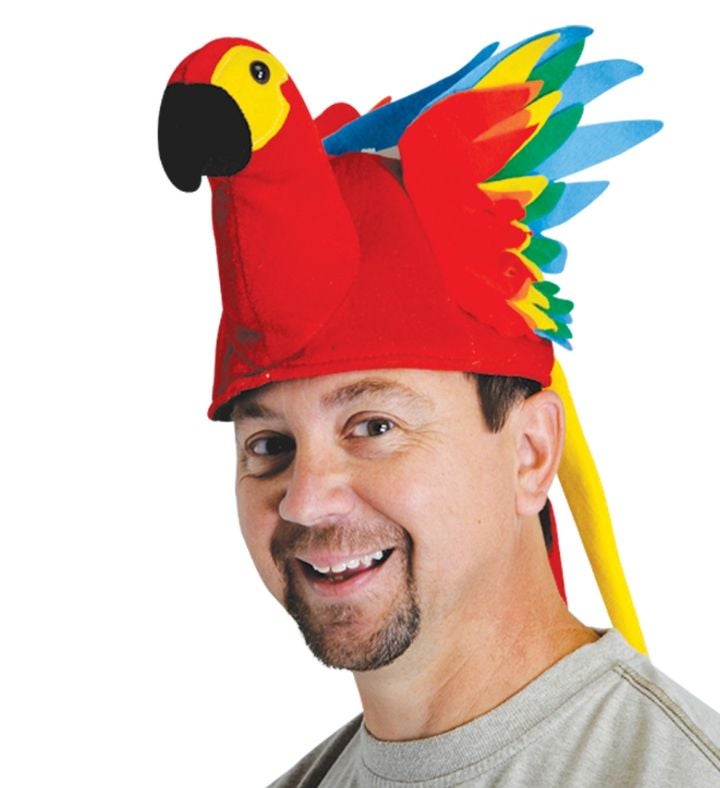 Pack Of 6 Vibrantly Colored Men Adult Plush Tropical Parrot Hat - One Size