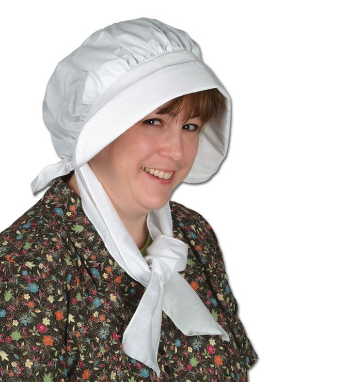 Pack Of 6 White Pilgrim Women Bonnet Halloween Costume - One Size