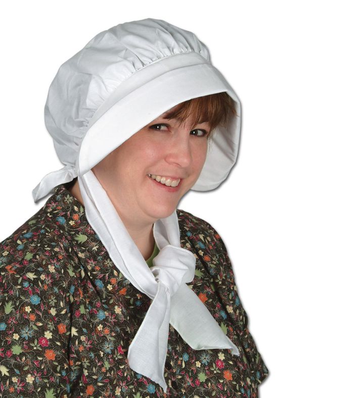 Pack Of 6 White Pilgrim Women Bonnet Halloween Costume   One Size