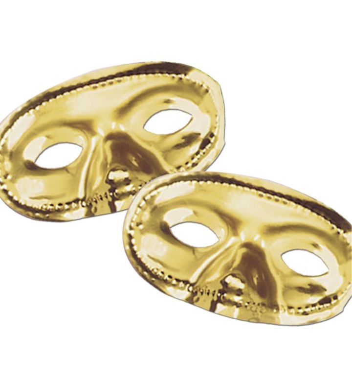 24 Pack Gold Vegas Gold Masquerade Unisex Adult Mardi Gras Half Masks