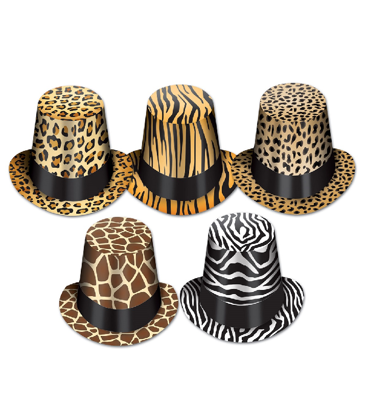 Club Pack Of 25 Assorted Animal Print Costume Hi hat