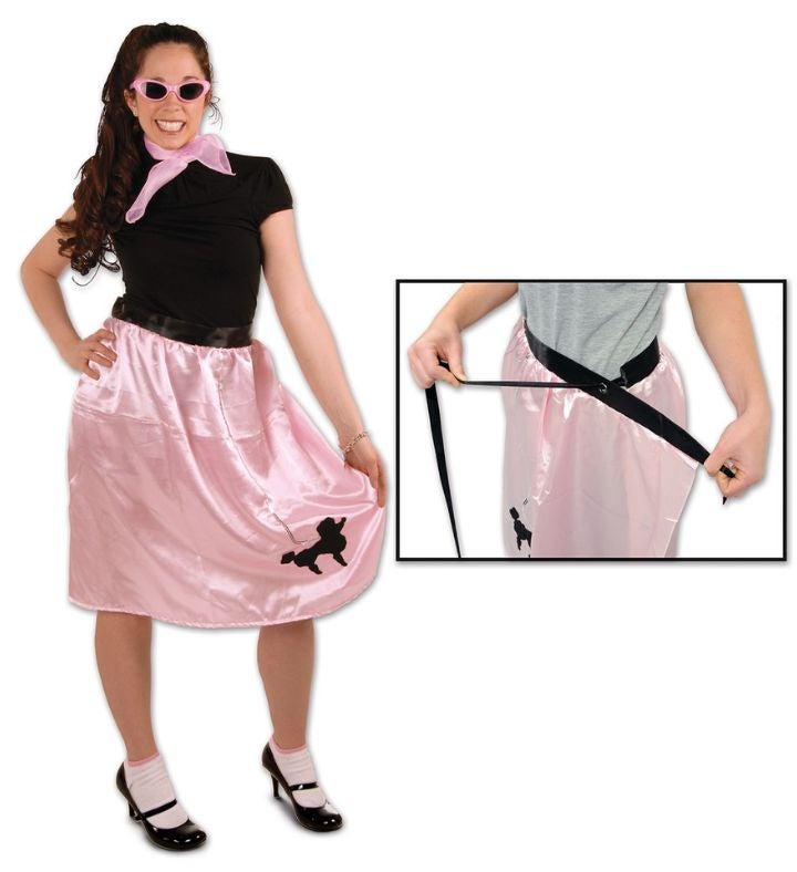 Club Pack Of 6 Pink Women Adult Wrap around Adjustable Poodle Skirts 36"