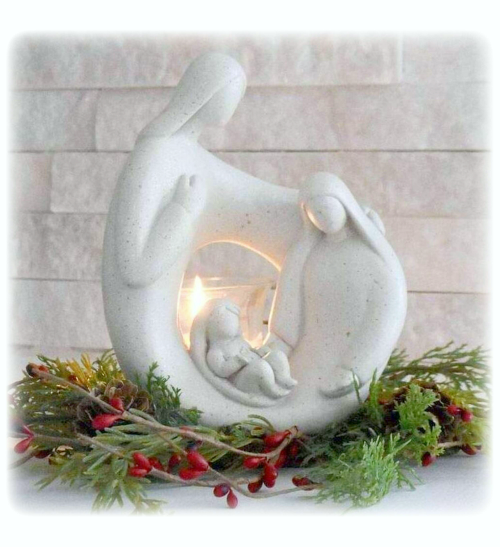 Nativity Statue Candleholder With Led Tealight Christmas Decoration Or Gift