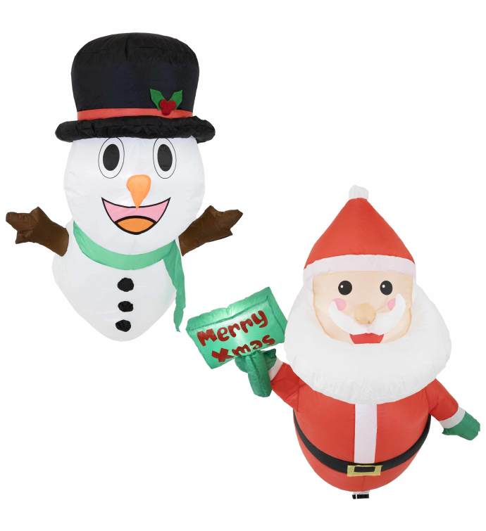 Santa And Frosty Christmas Window Inflatables With Leds