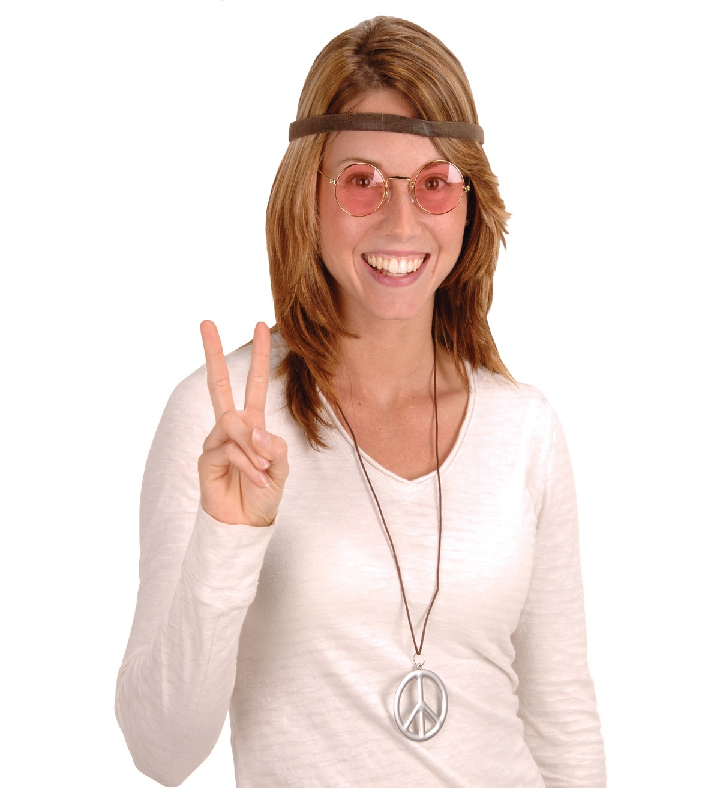 12 Pack Black Retro Hippie Unisex Headband & Glasses Costume