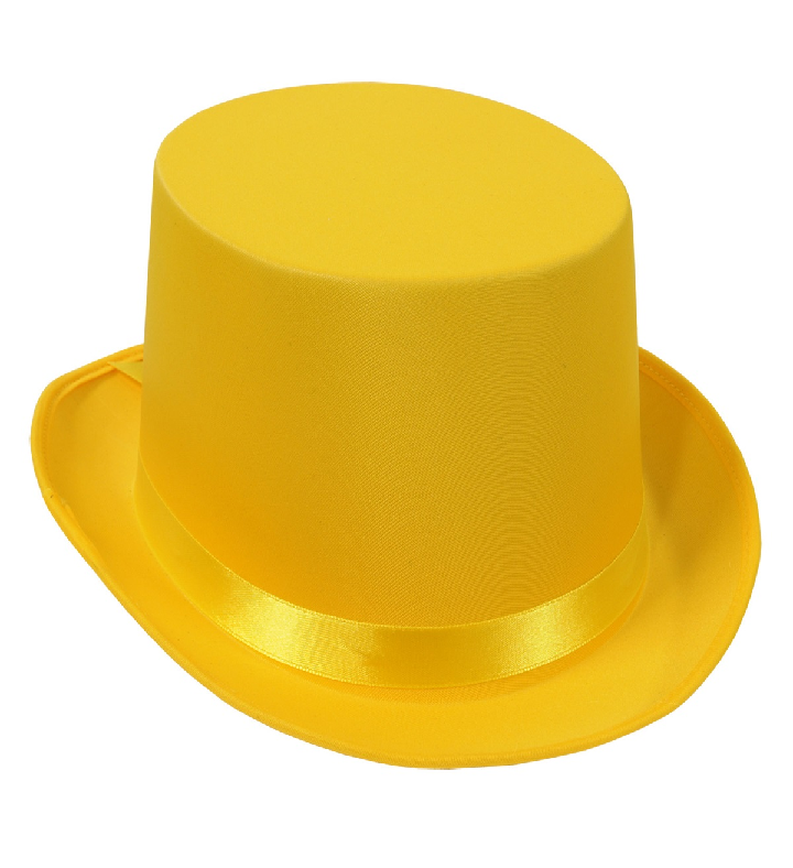 Pack Of 6 Yellow Satin Sleek Costume Top Hat   Adult One Size