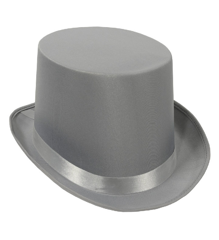 Pack Of 6 Gray Satin Sleek Costume Top Hat   Adult One Size