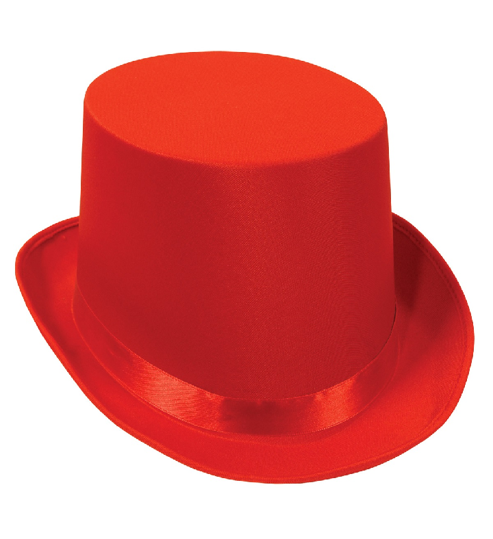 Pack Of 6 Red Satin Sleek Costume Top Hat   Adult One Size