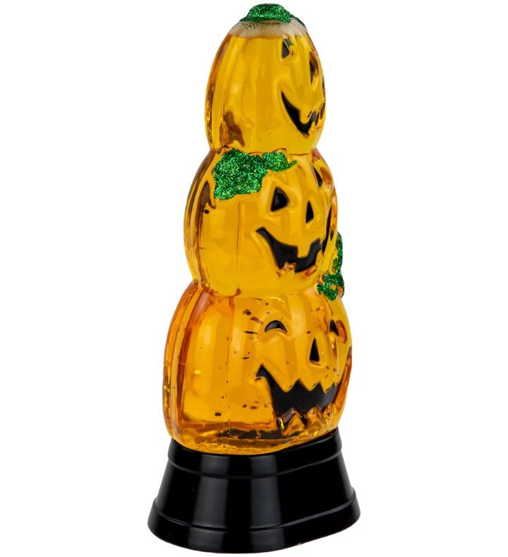 Led Lighted Stacked Jack O' Lanterns Halloween Snow Globe - 6.5"