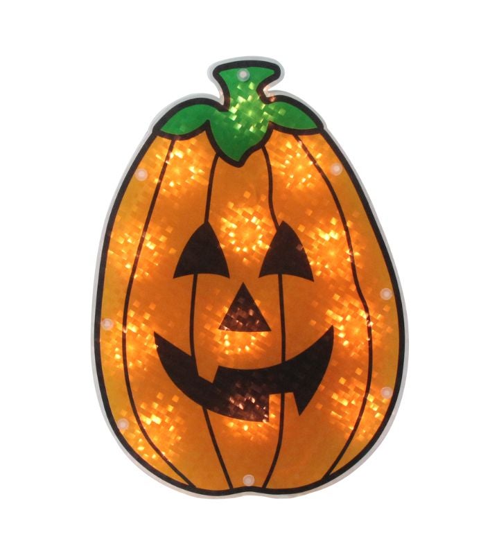 Lighted Jack o lantern Window Silhouette Decoration   12"   Clear Lights