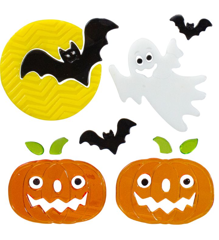 11 piece Ghost And Pumpkin Halloween Gel Window Clings